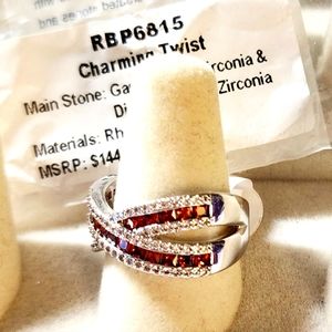 Bomb Party Ring garnet cz Charming Twist sz 10